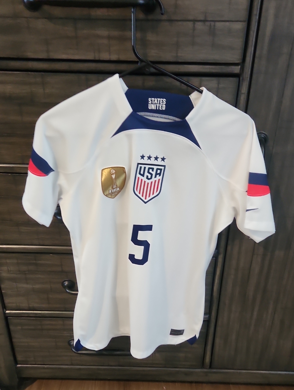 USA National Team Soccer Jersey #5 - White/Navy/Red